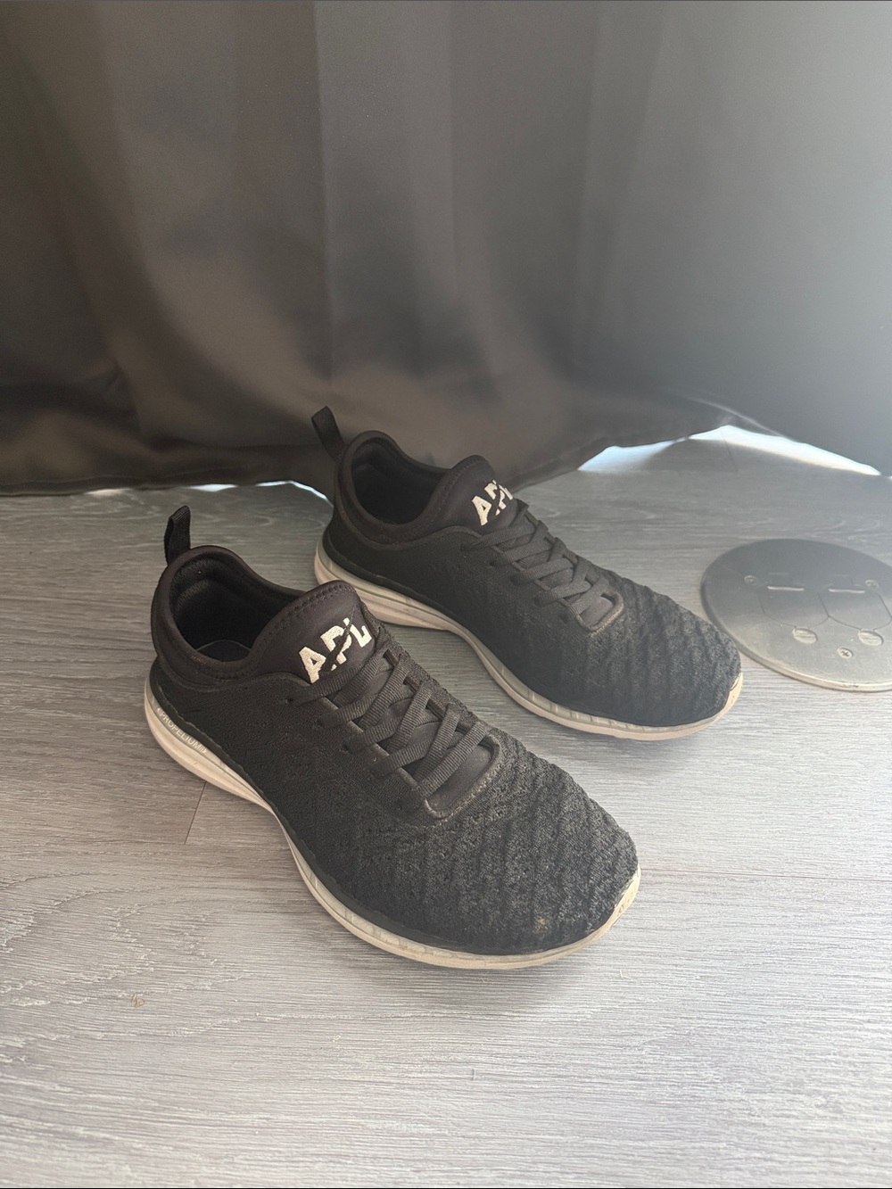 APL Black Knit Athletic Sneakers with White Sole